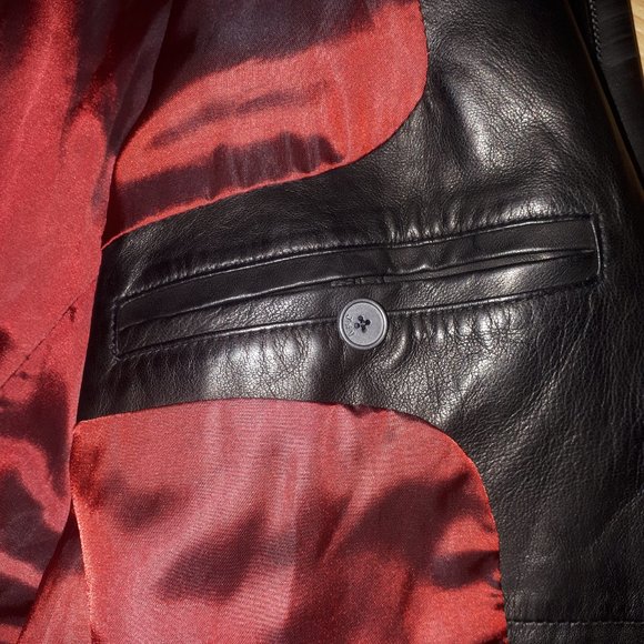 John Varvatos Black Leather Lambskin Blazer Jacket (fits Large – Xlarge) - Picture 6 of 9